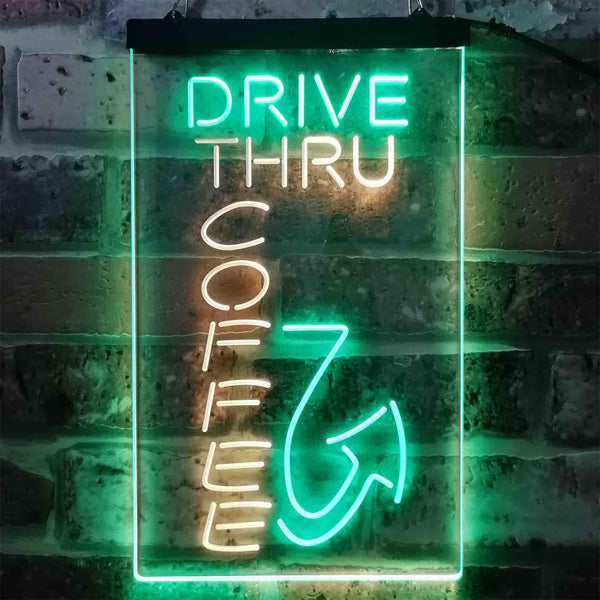 ADVPRO Drive Thru Coffee  Dual Color LED Neon Sign st6-i3878 - Green & Yellow