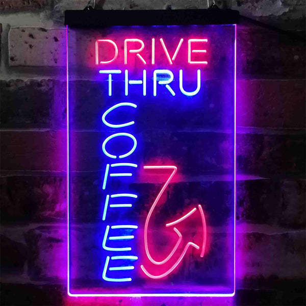 ADVPRO Drive Thru Coffee  Dual Color LED Neon Sign st6-i3878 - Red & Blue