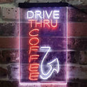 ADVPRO Drive Thru Coffee  Dual Color LED Neon Sign st6-i3878 - White & Orange