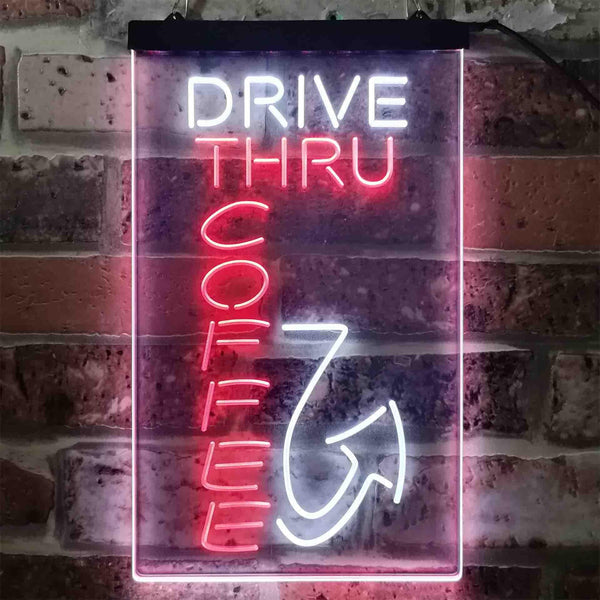 ADVPRO Drive Thru Coffee  Dual Color LED Neon Sign st6-i3878 - White & Red