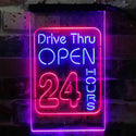 ADVPRO Drive Thru Open 24 Hours  Dual Color LED Neon Sign st6-i3879 - Blue & Red