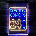 ADVPRO Drive Thru Open 24 Hours  Dual Color LED Neon Sign st6-i3879 - Blue & Yellow