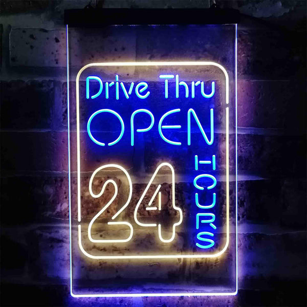 ADVPRO Drive Thru Open 24 Hours  Dual Color LED Neon Sign st6-i3879 - Blue & Yellow