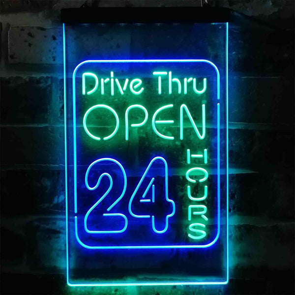 ADVPRO Drive Thru Open 24 Hours  Dual Color LED Neon Sign st6-i3879 - Green & Blue