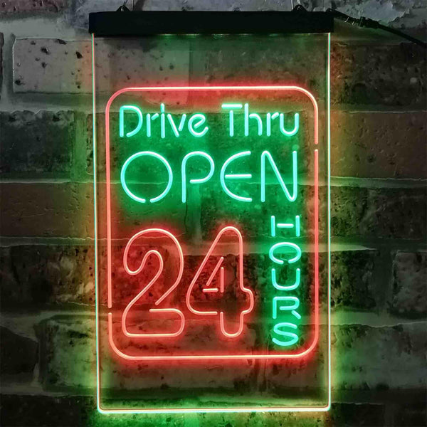 ADVPRO Drive Thru Open 24 Hours  Dual Color LED Neon Sign st6-i3879 - Green & Red