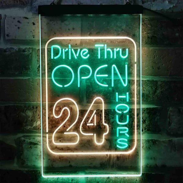 ADVPRO Drive Thru Open 24 Hours  Dual Color LED Neon Sign st6-i3879 - Green & Yellow