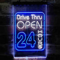 ADVPRO Drive Thru Open 24 Hours  Dual Color LED Neon Sign st6-i3879 - White & Blue