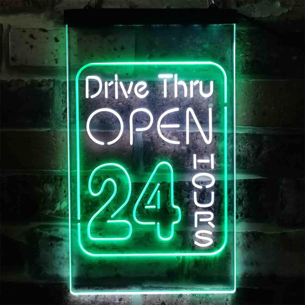 ADVPRO Drive Thru Open 24 Hours  Dual Color LED Neon Sign st6-i3879 - White & Green
