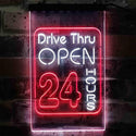 ADVPRO Drive Thru Open 24 Hours  Dual Color LED Neon Sign st6-i3879 - White & Red