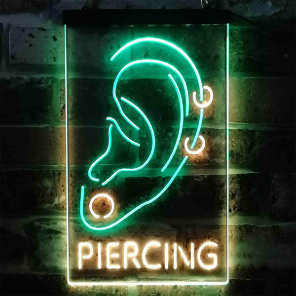 ADVPRO Ear Piercing Display Tattoo Shop  Dual Color LED Neon Sign st6-i3880 - Green & Yellow