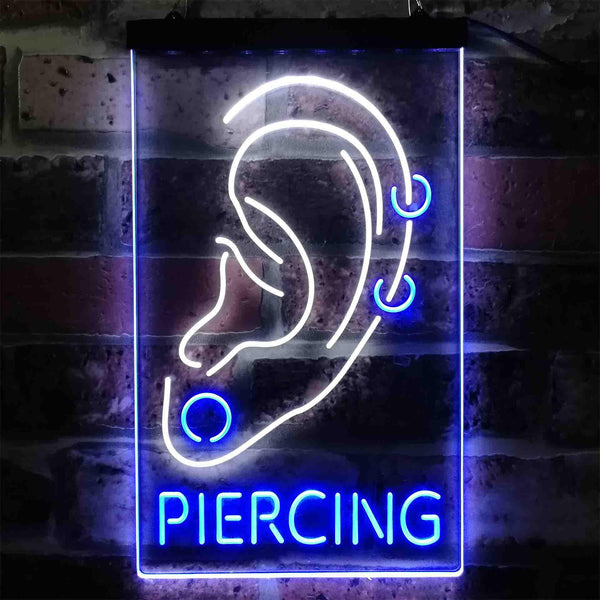 ADVPRO Ear Piercing Display Tattoo Shop  Dual Color LED Neon Sign st6-i3880 - White & Blue