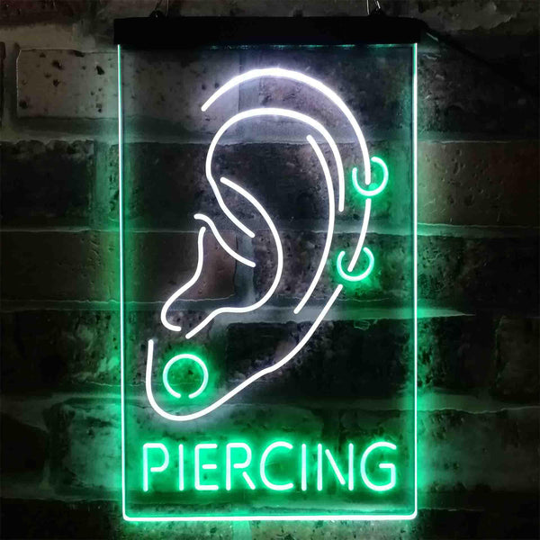 ADVPRO Ear Piercing Display Tattoo Shop  Dual Color LED Neon Sign st6-i3880 - White & Green