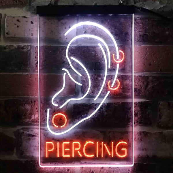 ADVPRO Ear Piercing Display Tattoo Shop  Dual Color LED Neon Sign st6-i3880 - White & Orange