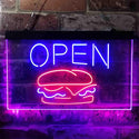 ADVPRO Burger Cafe Open Restaurant Dual Color LED Neon Sign st6-i3885 - Blue & Red