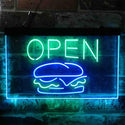 ADVPRO Burger Cafe Open Restaurant Dual Color LED Neon Sign st6-i3885 - Green & Blue