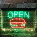 ADVPRO Burger Cafe Open Restaurant Dual Color LED Neon Sign st6-i3885 - Green & Red