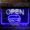 ADVPRO Burger Cafe Open Restaurant Dual Color LED Neon Sign st6-i3885 - White & Blue