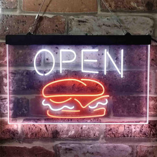 ADVPRO Burger Cafe Open Restaurant Dual Color LED Neon Sign st6-i3885 - White & Orange