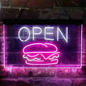 ADVPRO Burger Cafe Open Restaurant Dual Color LED Neon Sign st6-i3885 - White & Purple