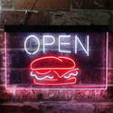 ADVPRO Burger Cafe Open Restaurant Dual Color LED Neon Sign st6-i3885 - White & Red