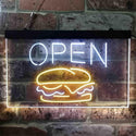 ADVPRO Burger Cafe Open Restaurant Dual Color LED Neon Sign st6-i3885 - White & Yellow