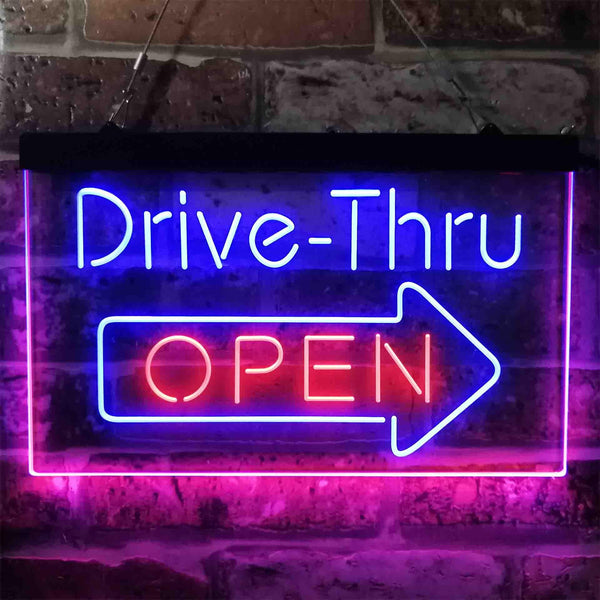 ADVPRO Drive Thru Open Arrow Right Dual Color LED Neon Sign st6-i3886 - Blue & Red