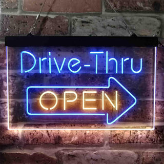 ADVPRO Drive Thru Open Arrow Right Dual Color LED Neon Sign st6-i3886 - Blue & Yellow