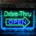 ADVPRO Drive Thru Open Arrow Right Dual Color LED Neon Sign st6-i3886 - Green & Blue