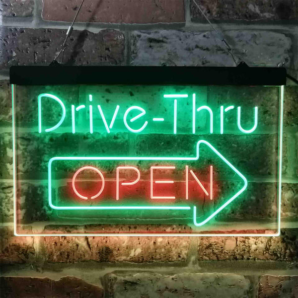 ADVPRO Drive Thru Open Arrow Right Dual Color LED Neon Sign st6-i3886 - Green & Red