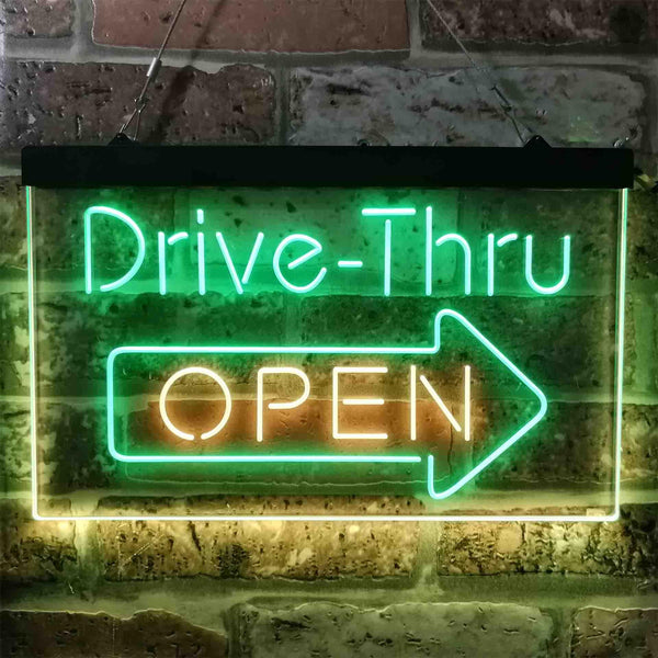ADVPRO Drive Thru Open Arrow Right Dual Color LED Neon Sign st6-i3886 - Green & Yellow