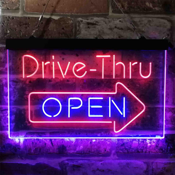 ADVPRO Drive Thru Open Arrow Right Dual Color LED Neon Sign st6-i3886 - Red & Blue