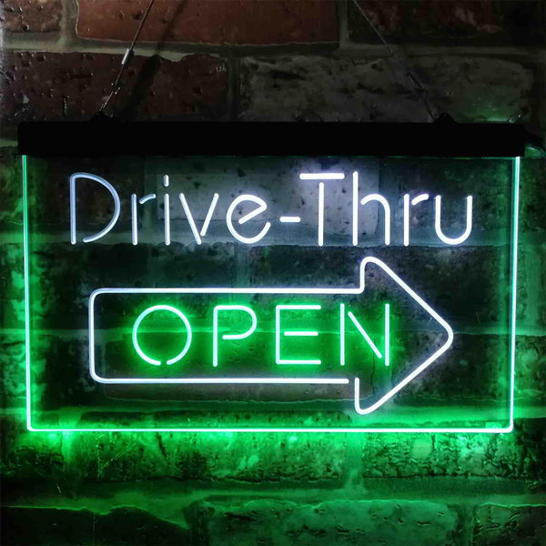 ADVPRO Drive Thru Open Arrow Right Dual Color LED Neon Sign st6-i3886 - White & Green