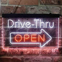 ADVPRO Drive Thru Open Arrow Right Dual Color LED Neon Sign st6-i3886 - White & Orange