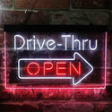 ADVPRO Drive Thru Open Arrow Right Dual Color LED Neon Sign st6-i3886 - White & Red