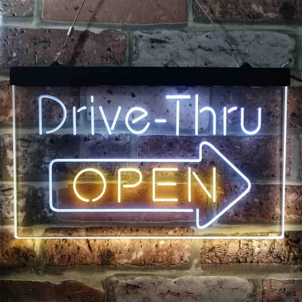 ADVPRO Drive Thru Open Arrow Right Dual Color LED Neon Sign st6-i3886 - White & Yellow