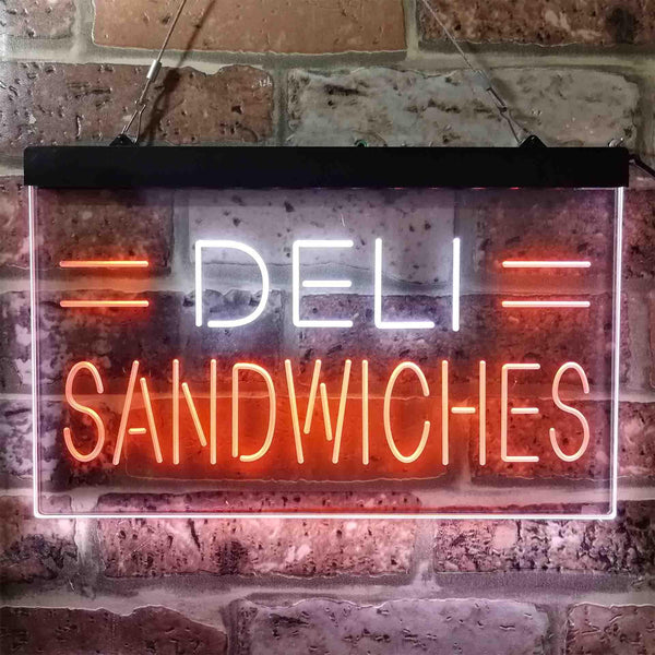ADVPRO Deli Sandwiches Cafe Dual Color LED Neon Sign st6-i3887 - White & Orange