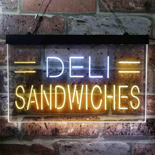 ADVPRO Deli Sandwiches Cafe Dual Color LED Neon Sign st6-i3887 - White & Yellow