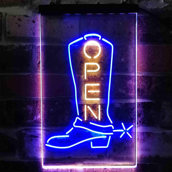 ADVPRO Open Cowboy Shoe Shop Display  Dual Color LED Neon Sign st6-i3892 - Blue & Yellow