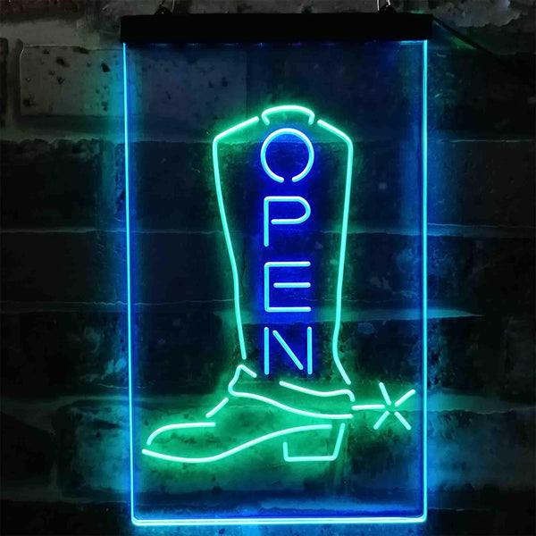 ADVPRO Open Cowboy Shoe Shop Display  Dual Color LED Neon Sign st6-i3892 - Green & Blue