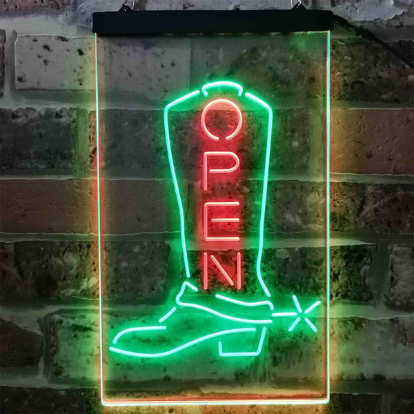 ADVPRO Open Cowboy Shoe Shop Display  Dual Color LED Neon Sign st6-i3892 - Green & Red