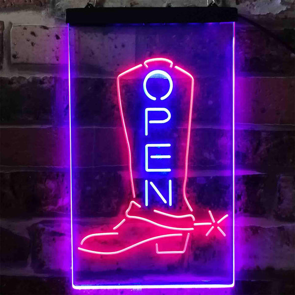 ADVPRO Open Cowboy Shoe Shop Display  Dual Color LED Neon Sign st6-i3892 - Red & Blue
