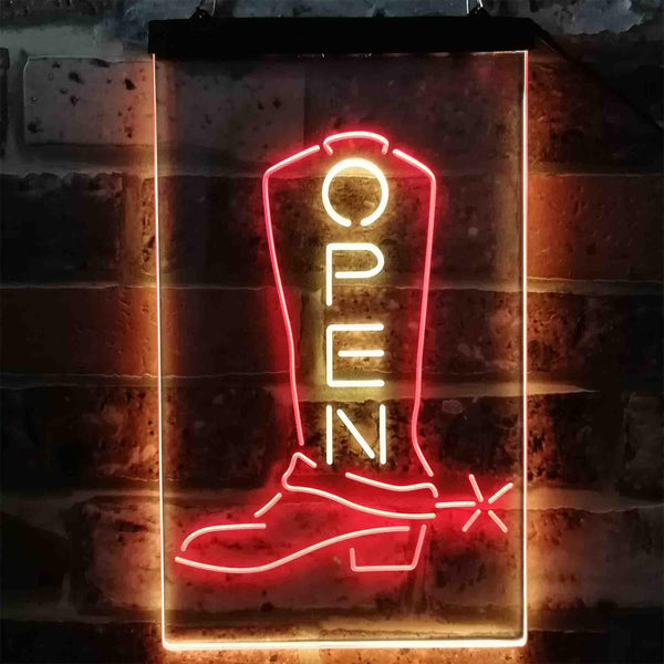 ADVPRO Open Cowboy Shoe Shop Display  Dual Color LED Neon Sign st6-i3892 - Red & Yellow