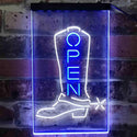 ADVPRO Open Cowboy Shoe Shop Display  Dual Color LED Neon Sign st6-i3892 - White & Blue