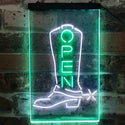 ADVPRO Open Cowboy Shoe Shop Display  Dual Color LED Neon Sign st6-i3892 - White & Green