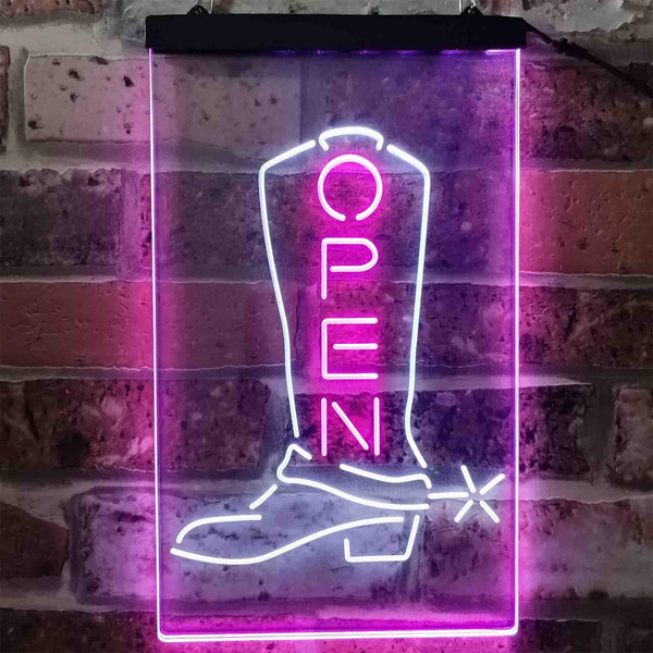 ADVPRO Open Cowboy Shoe Shop Display  Dual Color LED Neon Sign st6-i3892 - White & Purple