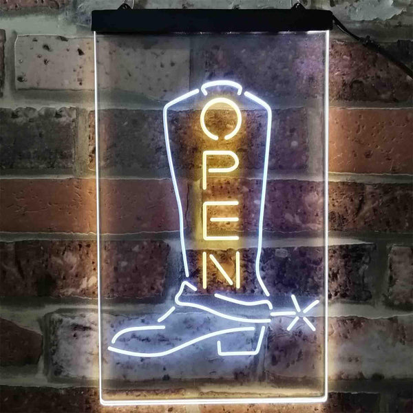 ADVPRO Open Cowboy Shoe Shop Display  Dual Color LED Neon Sign st6-i3892 - White & Yellow