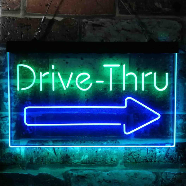 ADVPRO Drive Thru Arrow Right Dual Color LED Neon Sign st6-i3895 - Green & Blue