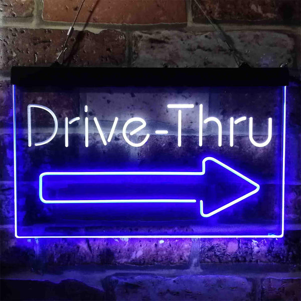 ADVPRO Drive Thru Arrow Right Dual Color LED Neon Sign st6-i3895 - White & Blue