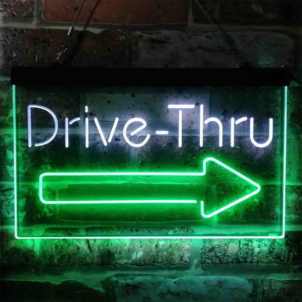 ADVPRO Drive Thru Arrow Right Dual Color LED Neon Sign st6-i3895 - White & Green