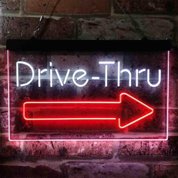 ADVPRO Drive Thru Arrow Right Dual Color LED Neon Sign st6-i3895 - White & Red